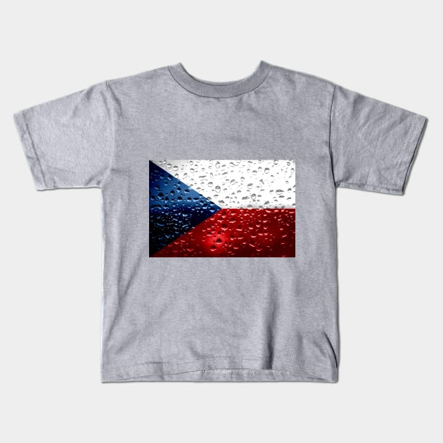 Flag of the Czech Republic - Raindrops Kids T-Shirt by DrPen